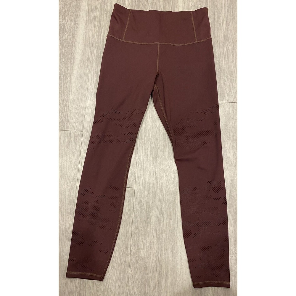 Athleta Leggings Womens Small Maroon Persistence Laser Cut 7/8 Tight Vented S
